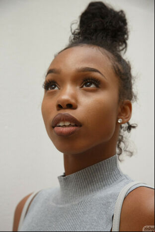 Cool without bra black young lady Asia Amour getting wild at